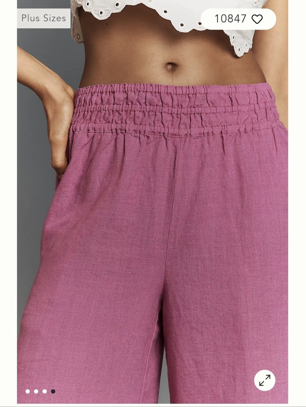Anthropologie Somerset 100% Linen Pull-On Pants - Berry Rose NWOT - Picture 4 of 9